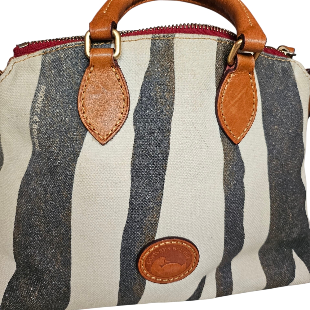 Dooney & Bourke Zebra Print Satchel with Brown Leather